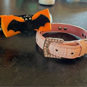Super cute pair of dog collars. Fits small dogs 9 - 14 inch neck.